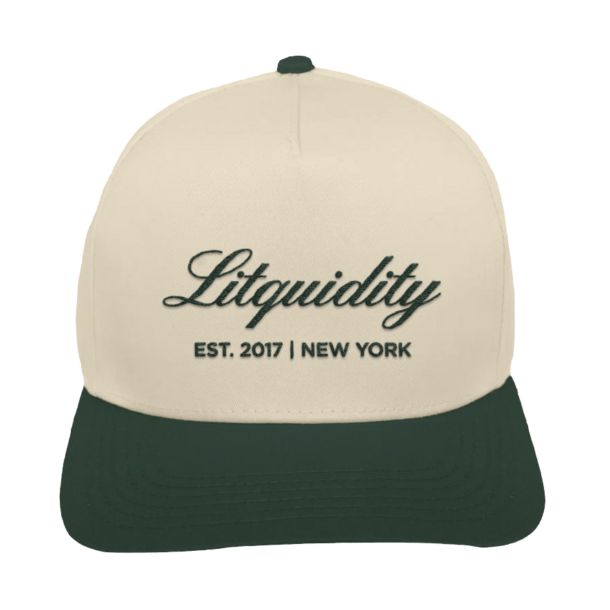 Litquidity Two Tone Hat - Beige/Forest Green