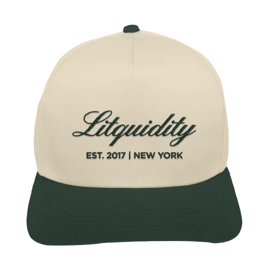Litquidity Two Tone Hat - Beige/Forest Green