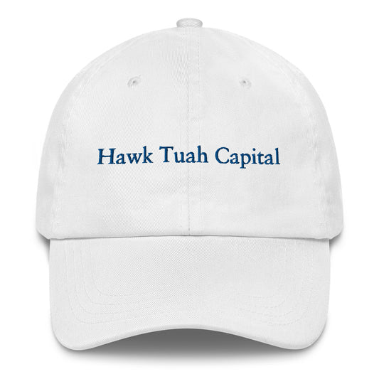 Hawk Tuah Capital Dad Hat - White