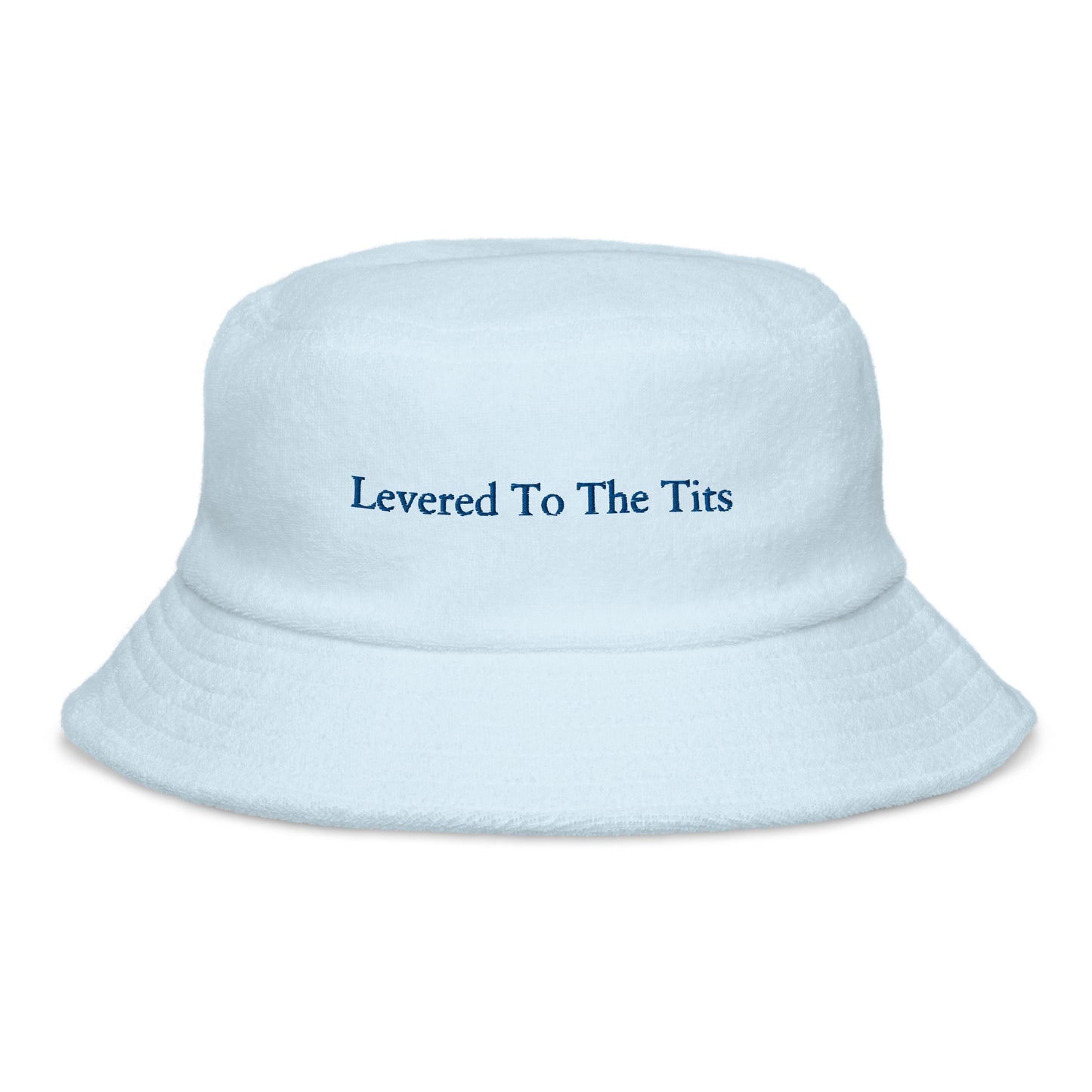 Levered Terry Cloth Bucket Hat - Blue / White