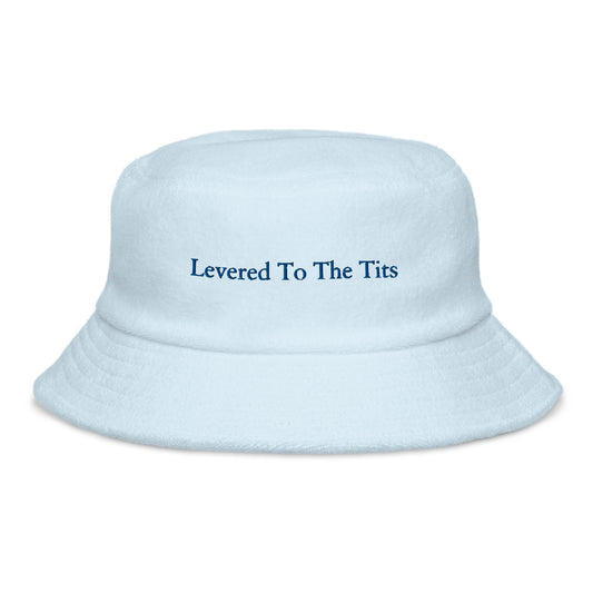 Levered Terry Cloth Bucket Hat - Blue / White