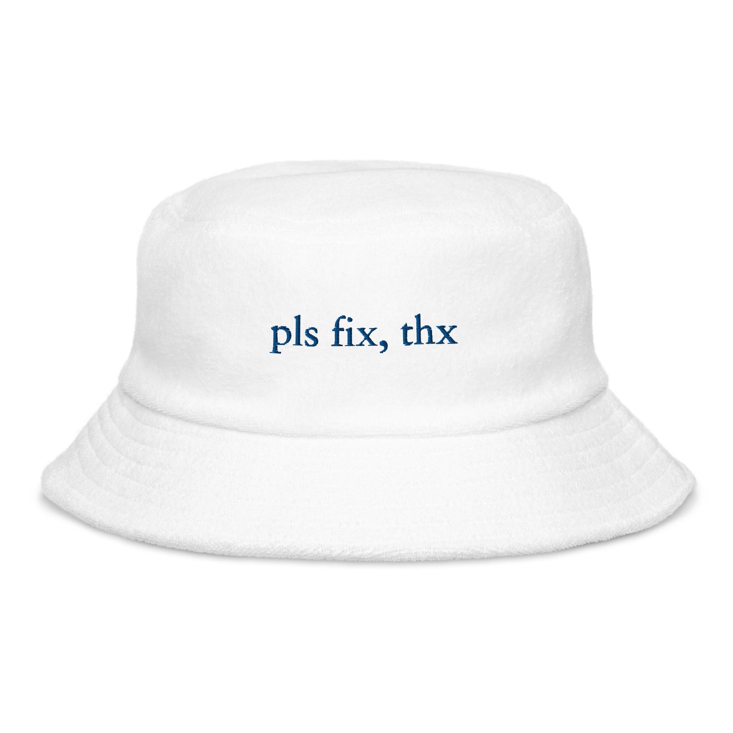 Pls Fix, Thx Terry Cloth Bucket Hat - Blue / White