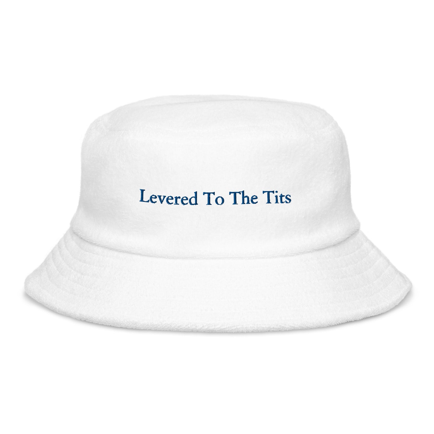 Levered Terry Cloth Bucket Hat - Blue / White